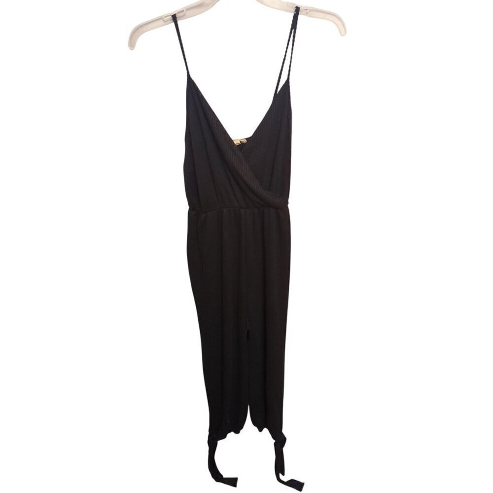 Rolls Coster Spaghetti Strap Black Jumpsuit Size Medium Women's Tie Ankle